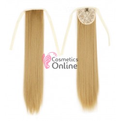 Extensie de par coada dreapta cu snur si pini 50 cm Blond Honny Mixt BD26613